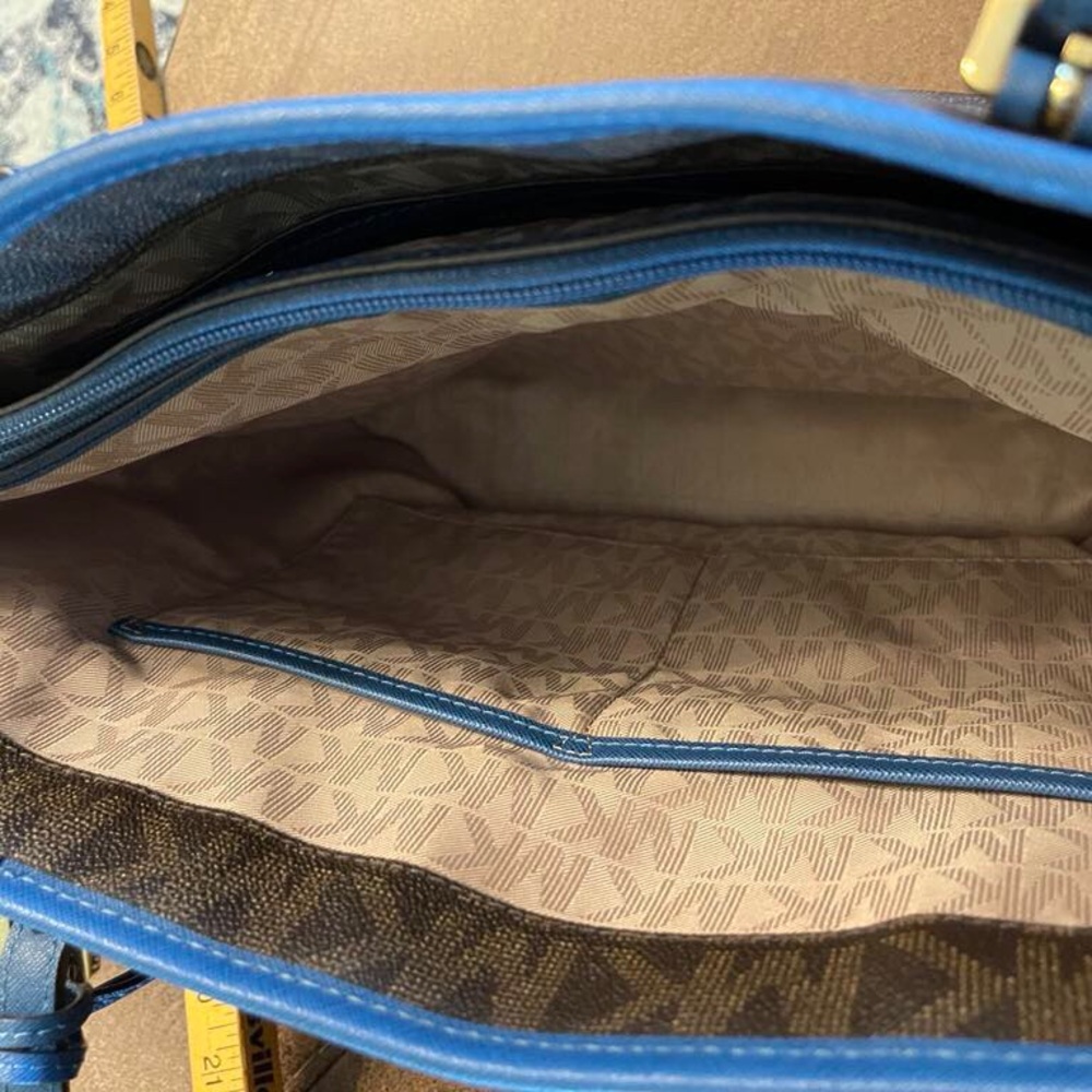 Michael Kors Brown and Blue Monogram Tote - Picture 10 of 15